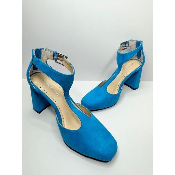 Adrienne Vittadini Sandals Size 6.5 Blue Poetic Block Heel Ankle Strap - Picture 6 of 9